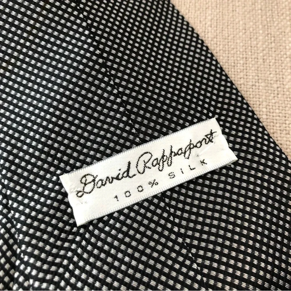 David Rappaport 100% silk black gray neck tie tie diamond career wedding‎ prom